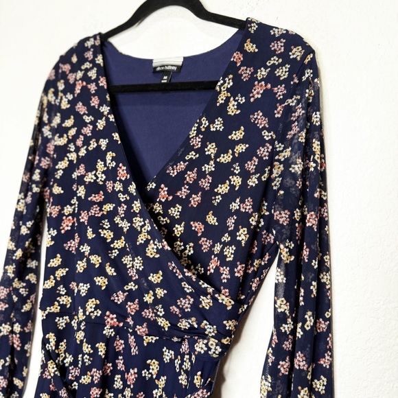 Allison Brittney Floral Print Mesh Tie Waist Long Sleeve Maxi Dress - Picture 3 of 10